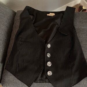 Black Pinstripe Button Down Vest